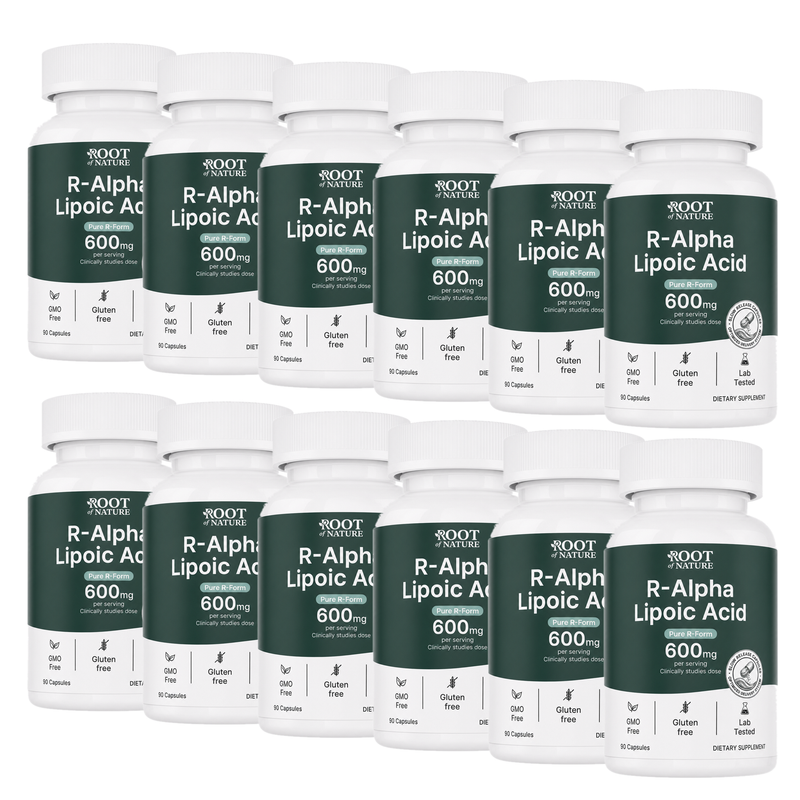 Stabilized R-ALA 600mg - 1 Year Supply (12 Bottles)