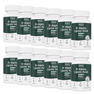 Stabilized R-ALA 600mg - 1 Year Supply (12 Bottles)