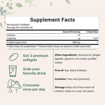 Stabilized R-ALA 600mg - Stop the Burning, Tingling & Numbness from Neuropathy
