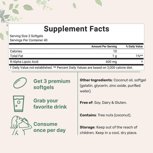 Stabilized R-ALA 600mg - Stop the Burning, Tingling & Numbness from Neuropathy