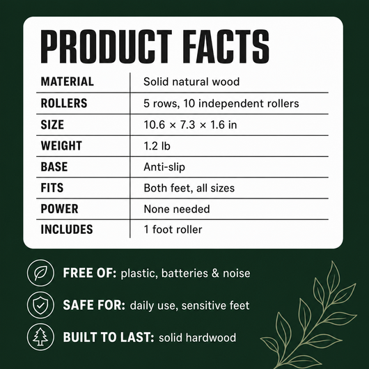 Product facts - wooden foot roller