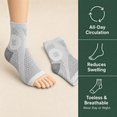 Neuropathy Compression Socks - all-day circulation, reduces swelling, toeless and breathable