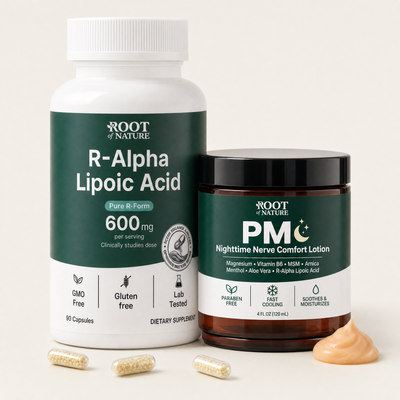 Night Rescue Kit - R-Alpha Lipoic Acid Supplement and PM Night Cream